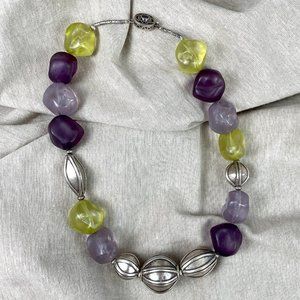 Resin and sterling chunky 24" necklace - 1980s vintage